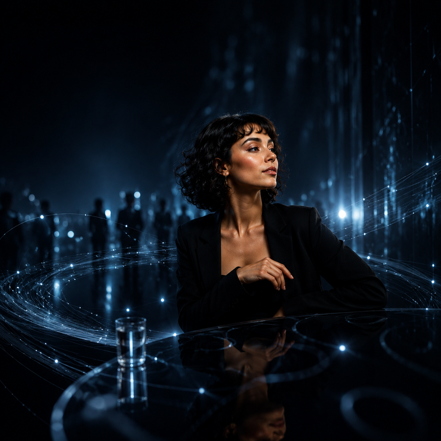 She Knows Bundle brunette woman reading subtle signals in a moonlit room