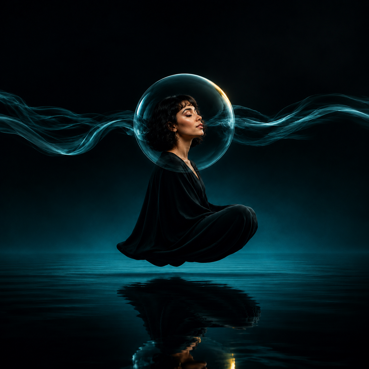 Unbothered Energy Bundle floating meditation artwork with brunette woman